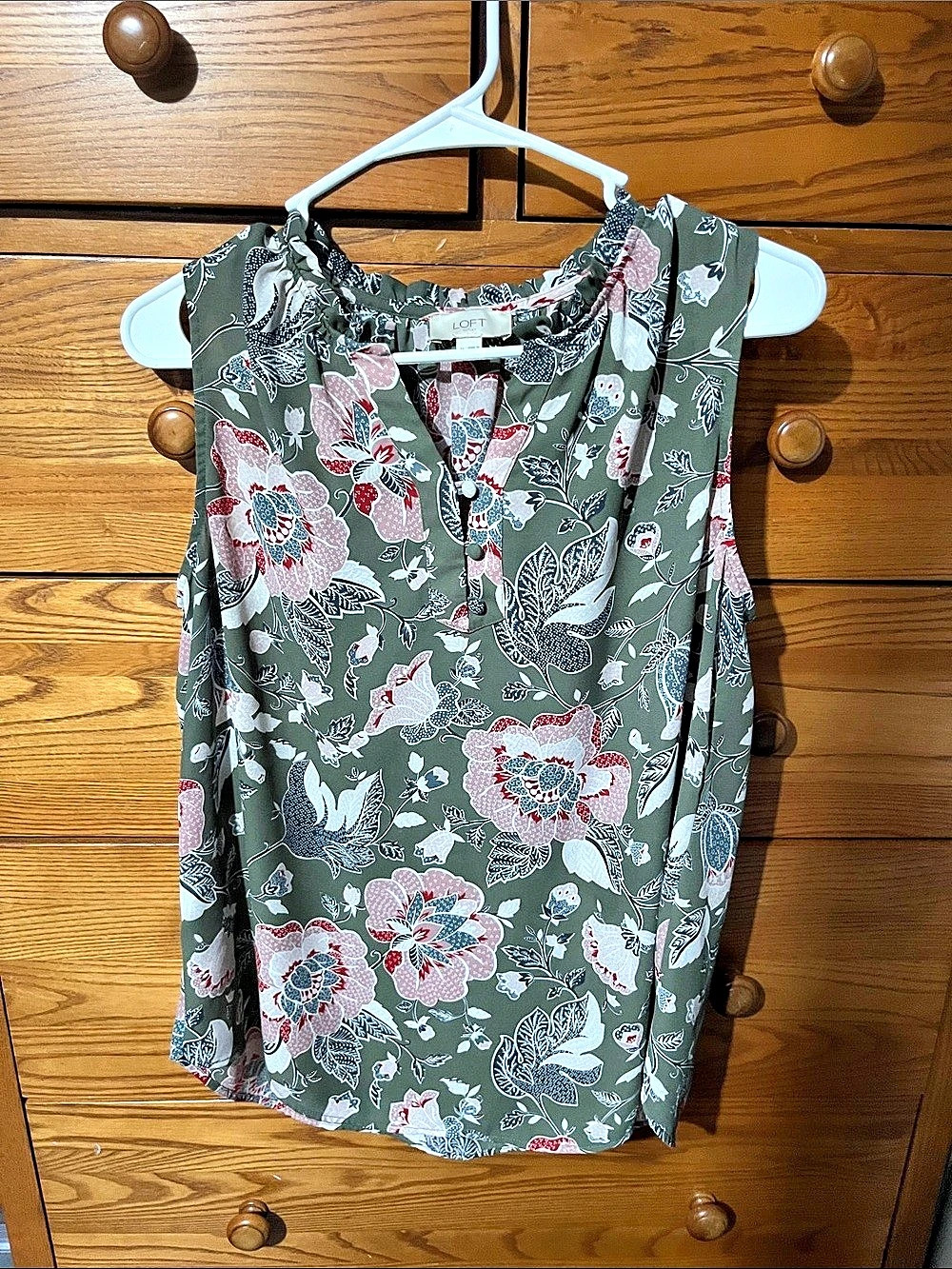 LOFT Floral Tank Top in Green & Pink